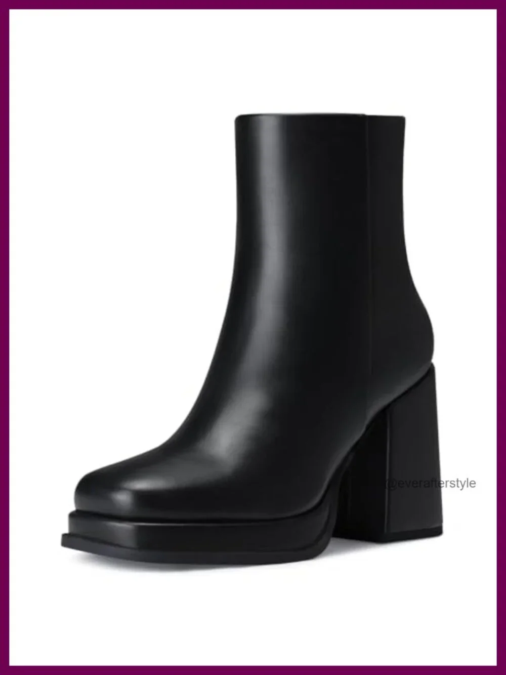 CELLENZ Women Ankle Boots Chunky Block Heel Platform Square Toe PU Leather Fall